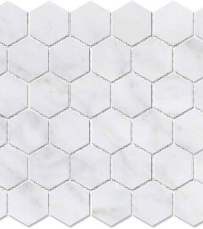 Carrara 2" Hexagon Polished Marble Mosaic