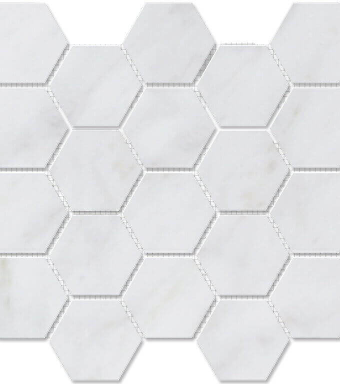 Carrara 3 inch Hexagon Polished Marble Mosaic