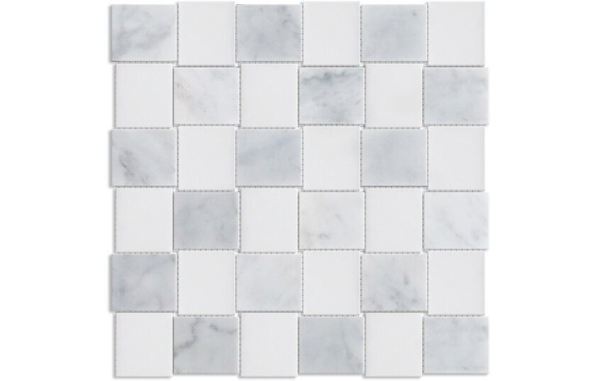 Carrara Plus White Basket Weave Marble Mosaic Honed