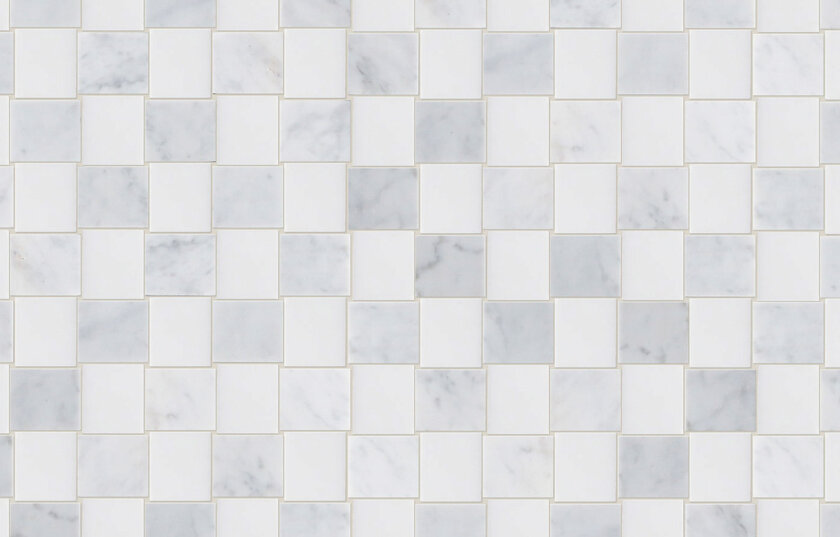 Carrara Plus White Basket Weave Weave Marble Mosaic Honed Variation