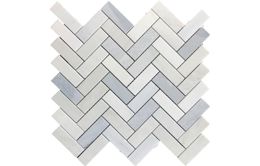 Twilight 1x3 Herringbone Marble Mosaic