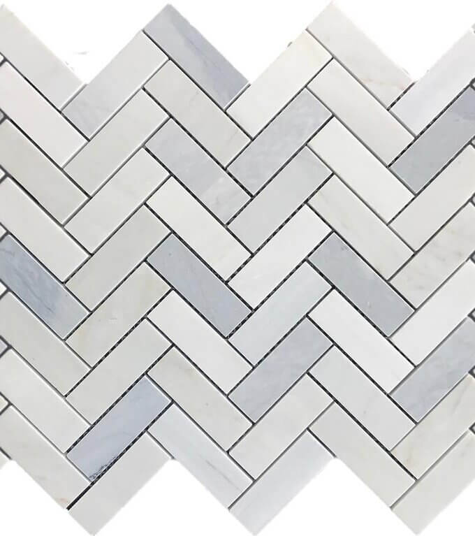 Twilight 1x3 Herringbone Marble Mosaic Variation