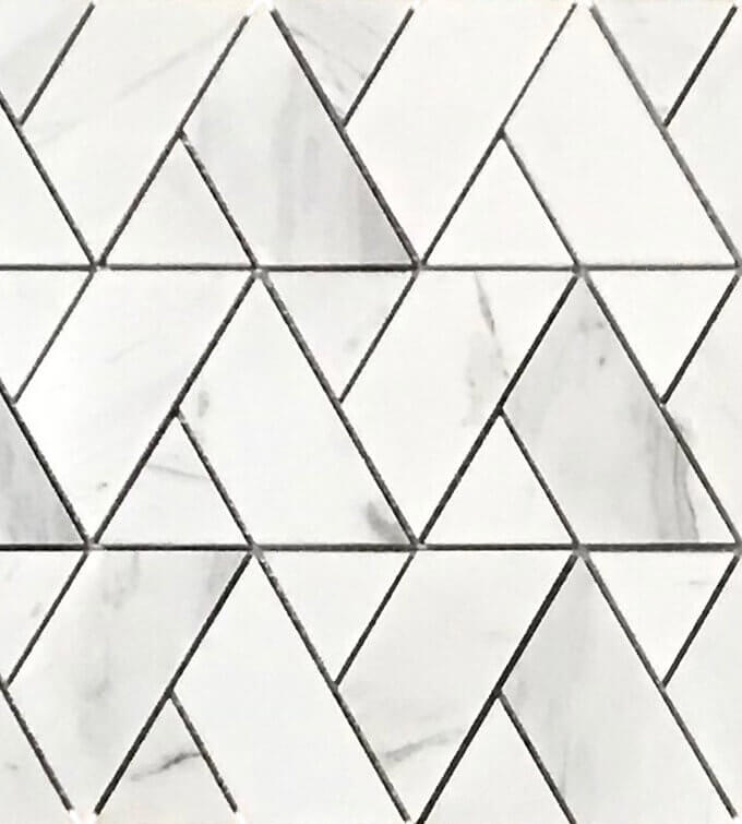 Volkas White Herringweave Marble Mosaic