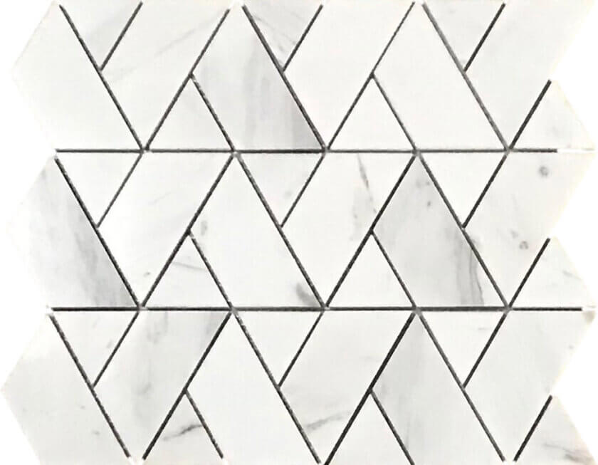 Volkas White Herringweave Marble Mosaic