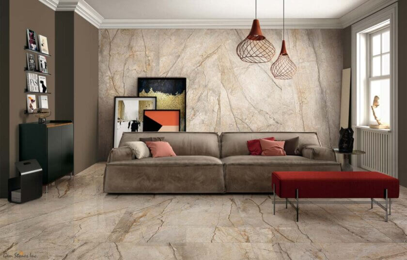 The Room San Pedro 24x48 Polished Porcelain Tile Living Room